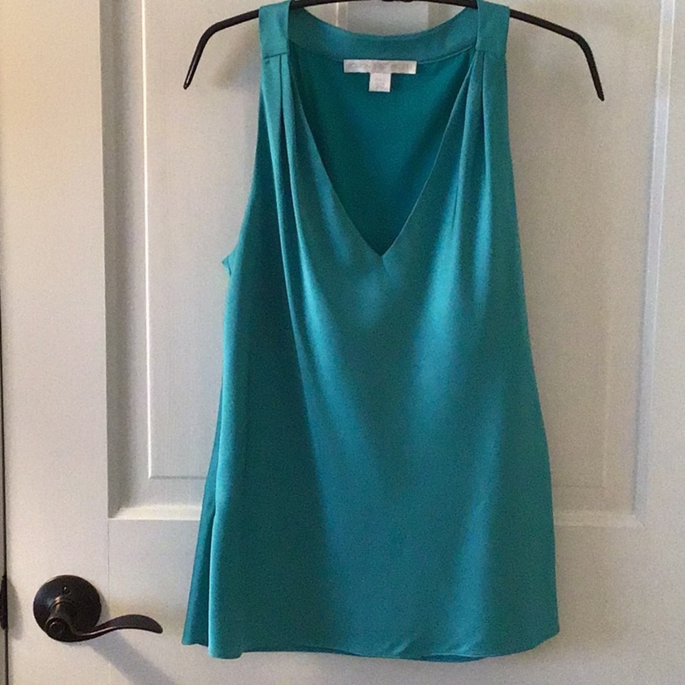 Boston Proper Teal VNeck Top Size 2 W/Side Slits